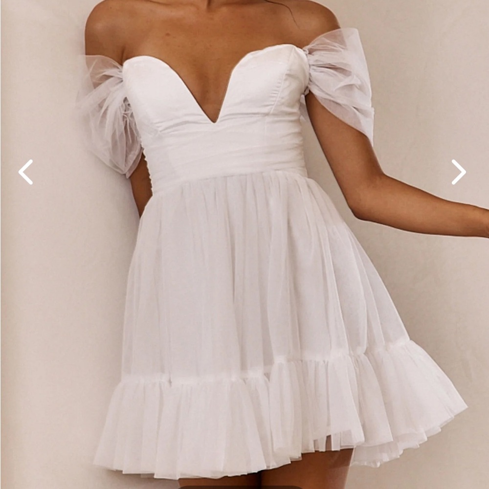 White Off Shoulder Mini Dress